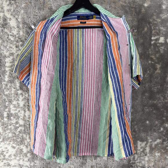 Polo Ralph Lauren Size M Classic Fit Colorful Striped Polo Shirt Short Sleeve Co - Picture 3 of 9